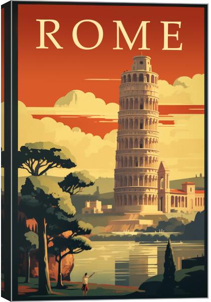 Rome 1950s Travel Poster Canvas Print by Picture Wizard