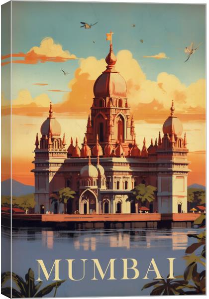 Mumbai 1950s Travel Poster Canvas Print by Picture Wizard