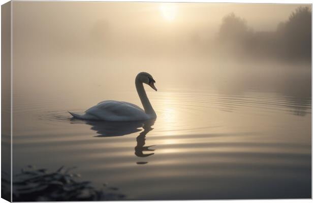 Swan Lake Sunrise Canvas Print by Picture Wizard