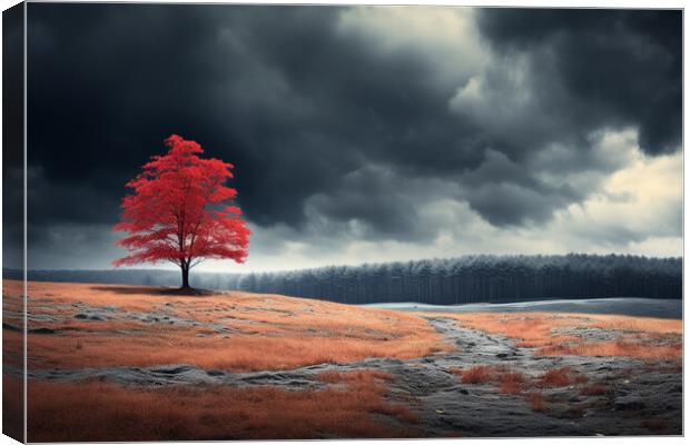 The Red Tree Canvas Print by Picture Wizard
