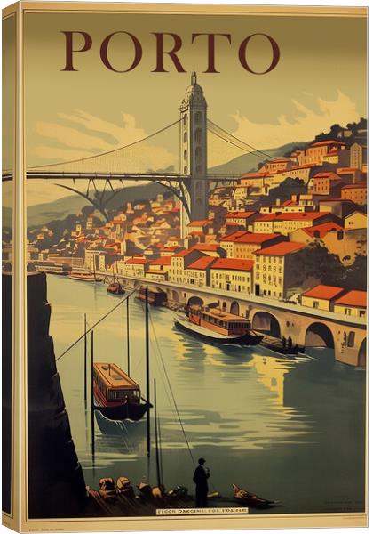 Porto 1950s Travel Poster Canvas Print by Picture Wizard