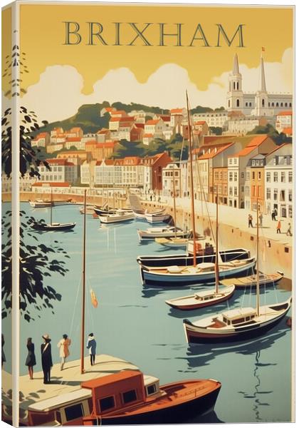 Brixham1950s Travel Poster Canvas Print by Picture Wizard
