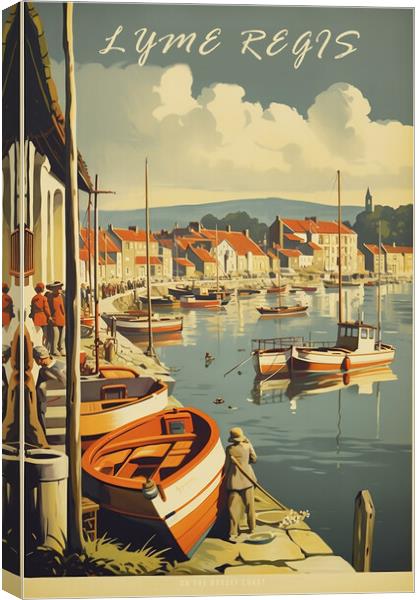 Lyme Regis 1950s Travel Poster Canvas Print by Picture Wizard