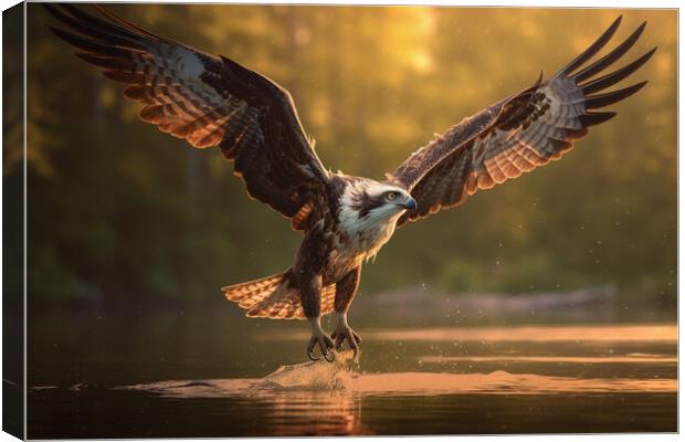 Osprey Fishing Canvas Print by Picture Wizard