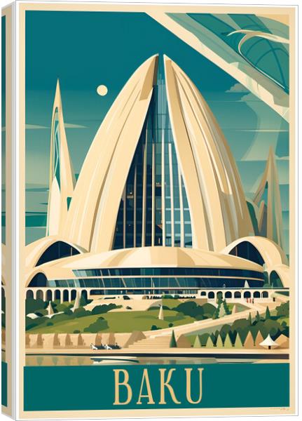 Baku Vintage Travel Poster   Canvas Print by Picture Wizard