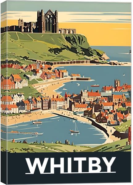 Whitby 1950s Travel Poster  Canvas Print by Picture Wizard
