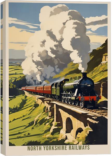 North Yorkshire Vintage Travel Poster Canvas Print by Picture Wizard