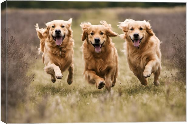 A trio of golden retrievers Canvas Print by Picture Wizard