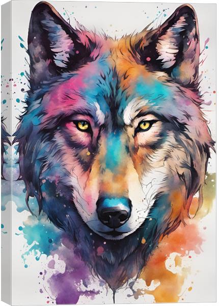 Wolf Ink Splatter Portrait Canvas Print by Picture Wizard