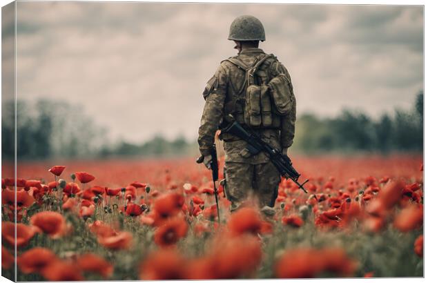 Poppy Field Soldier Canvas Print by Picture Wizard