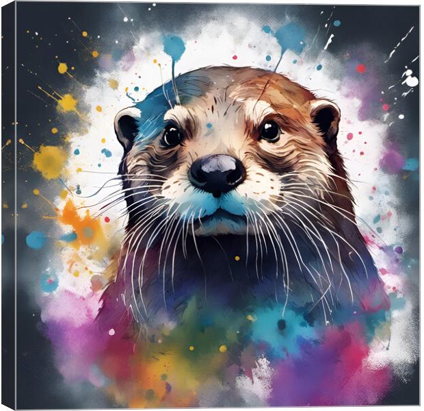 Otter Ink Splat Canvas Print by Picture Wizard