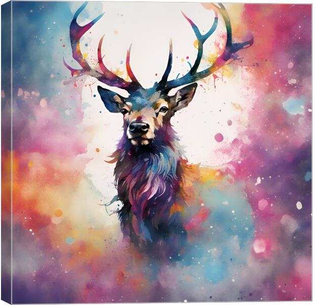 Highland Stag Ink Splat Canvas Print by Picture Wizard