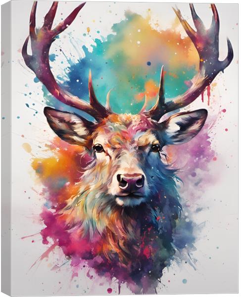 Highland Stag Ink Splat Canvas Print by Picture Wizard