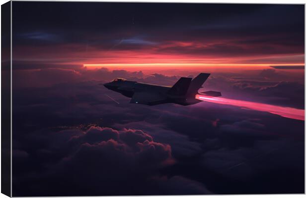 F35A Lightning sunset Canvas Print by Picture Wizard