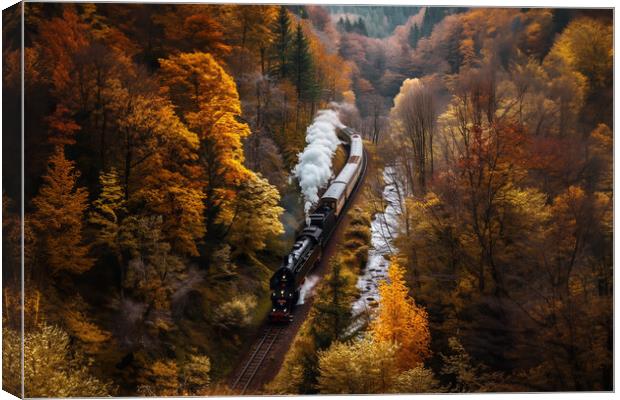 Steam Train Autumn Canvas Print by Picture Wizard