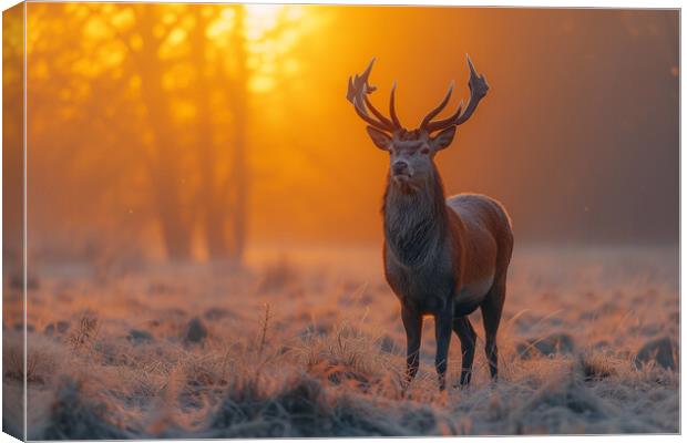 Sunset Red Deer Canvas Print by Picture Wizard