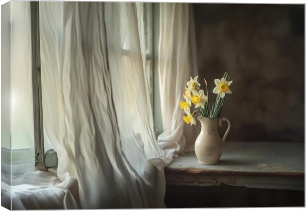 Daffodils In The Window Canvas Print by Picture Wizard