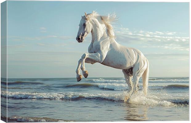 White Stallion Canvas Print by Picture Wizard