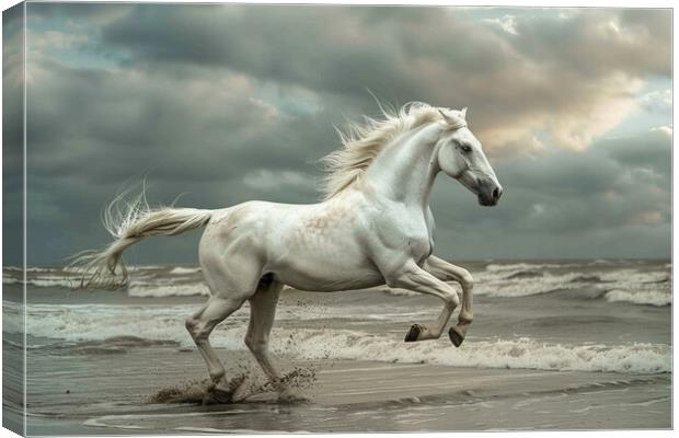 White Stallion Canvas Print by Picture Wizard