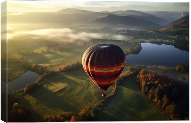 Hot Air Balloon Over the Lake District Canvas Print by Picture Wizard
