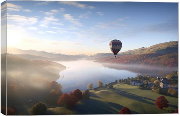 Hot Air Balloon over the Lake District Canvas Print by Picture Wizard