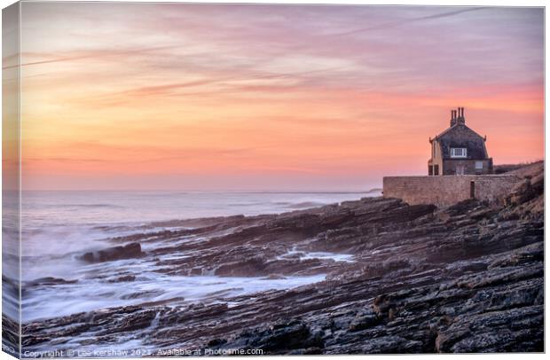 Howick bathing house early morning Canvas Print by Lee Kershaw