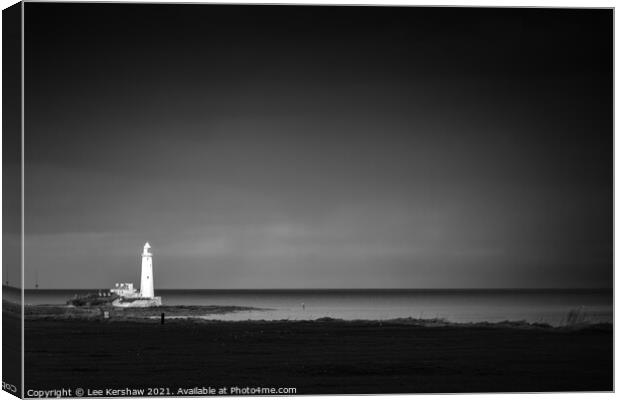 Black and white St Mary's lighthouse Canvas Print by Lee Kershaw