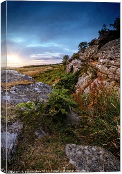 Corby Crags sunset Northumberland Canvas Print by Lee Kershaw