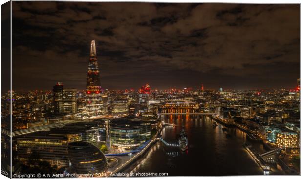 Cityscape of London and the Shard Canvas Print by A N Aerial Photography