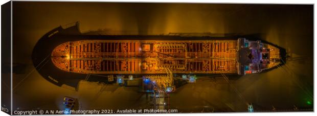 Night panorama of a ship Canvas Print by A N Aerial Photography