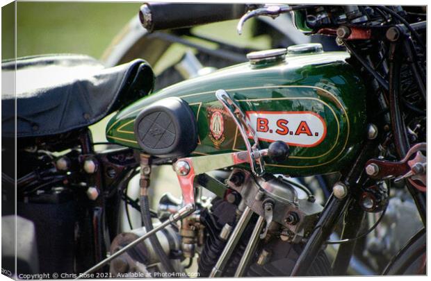 BSA  motorcycle detail Canvas Print by Chris Rose