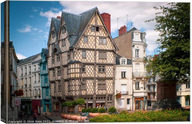Angers, traditional timbered buildings Canvas Print by Chris Rose