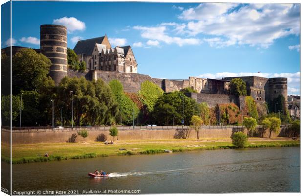 Angers, river and Chateau d'Angers Canvas Print by Chris Rose