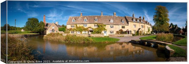 Lower Slaughter, idyllic riverside cottages Canvas Print by Chris Rose