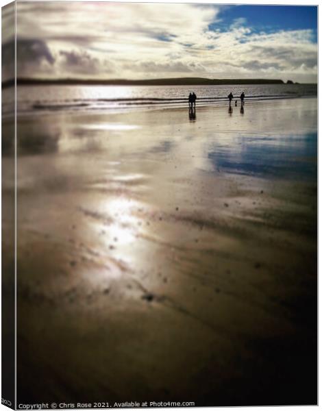 Couples walking on a beach Canvas Print by Chris Rose