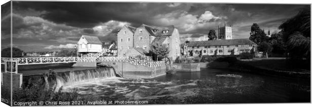 Tewkesbury, restored Abbey Mill and sluices Canvas Print by Chris Rose