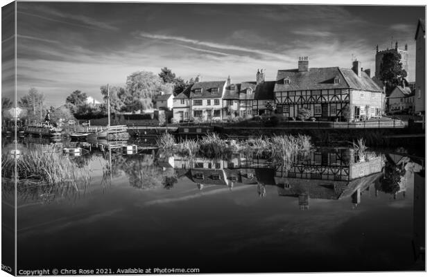 Tewkesbury, idyllic riverside cottages Canvas Print by Chris Rose