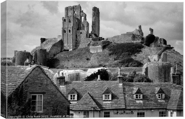 Corfe Castle Canvas Print by Chris Rose