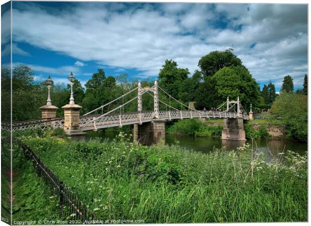 Victoria Bridge across the River Wye in Hereford Canvas Print by Chris Rose