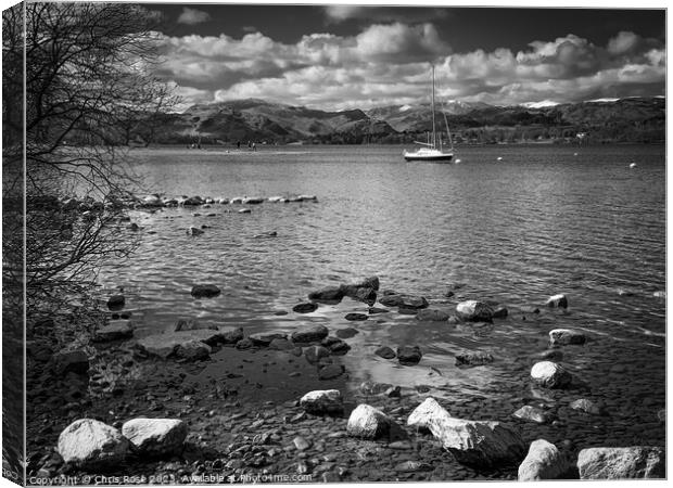 Ullswater on a crisp spring day near Pooley Bridge, Cumbria Canvas Print by Chris Rose