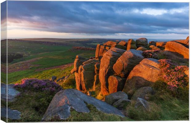 Majestic Sunrise at Higger Tor Canvas Print by Steven Nokes