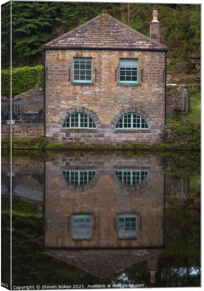 Tranquil Reflections of Shuttle House Canvas Print by Steven Nokes