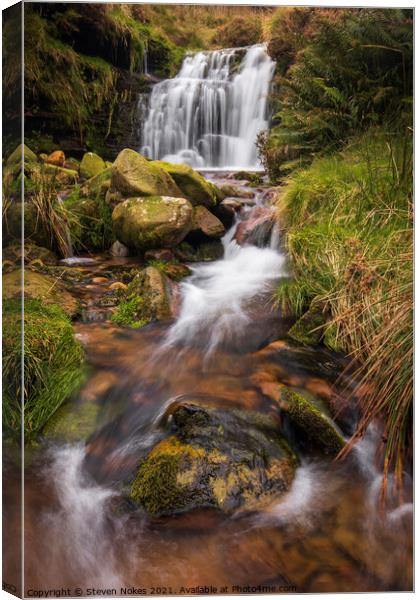 Majestic Waterfall in Kinder Scout Canvas Print by Steven Nokes