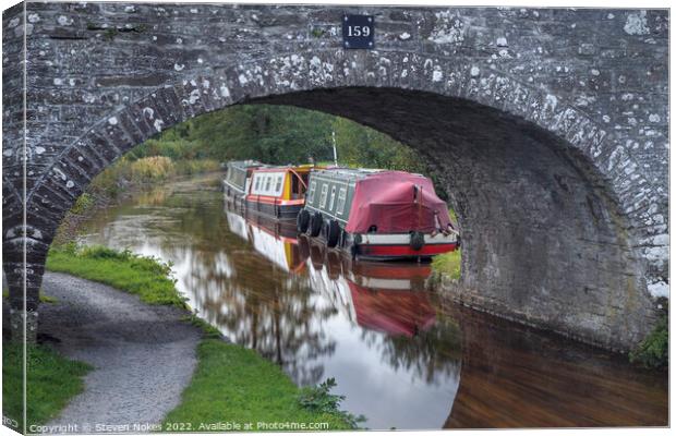 Autumnal Beauty on Monmouthshire Brecon Canal Canvas Print by Steven Nokes