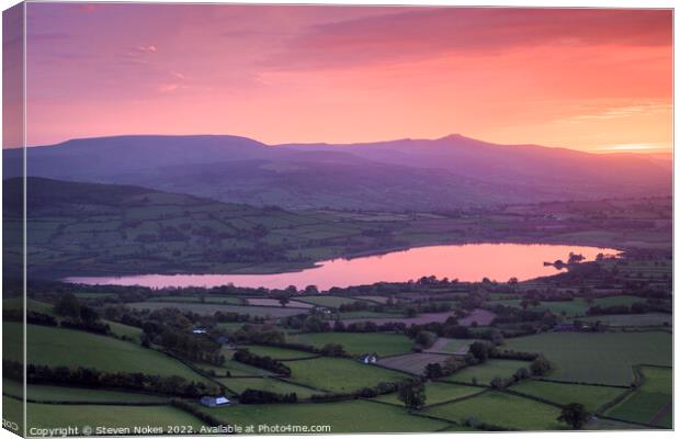Majestic Sunset over Llangorse Lake and Pen Y Fan Canvas Print by Steven Nokes