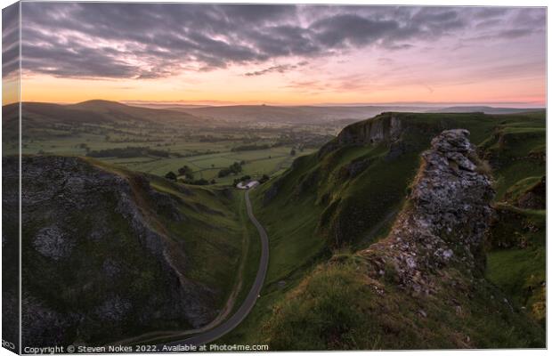 Majestic Sunrise Over Winnats Pass Canvas Print by Steven Nokes