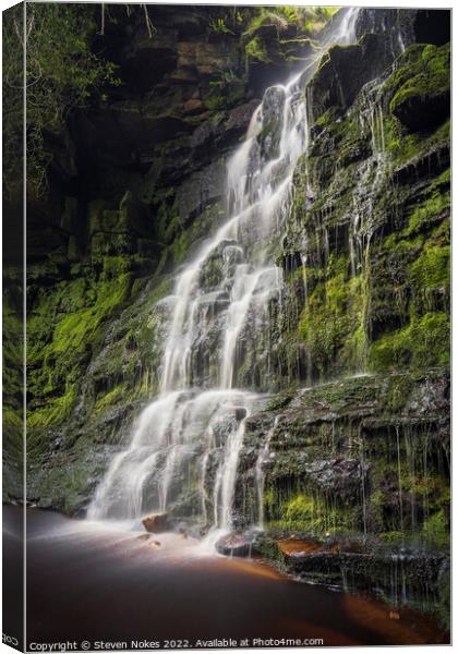 Enchanting Middle Black Clough Waterfall Canvas Print by Steven Nokes