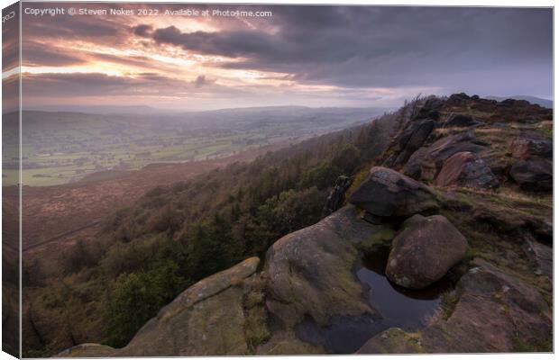 Tranquil Sunset at The Roaches Canvas Print by Steven Nokes