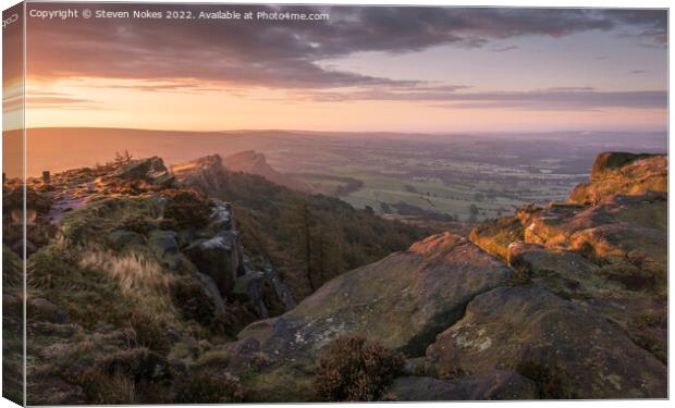 Golden Tranquility at the Roaches Canvas Print by Steven Nokes