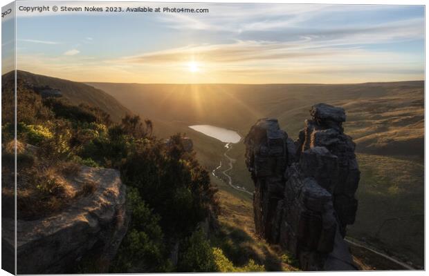 Tranquil Sunset Over Saddleworth Moor Canvas Print by Steven Nokes